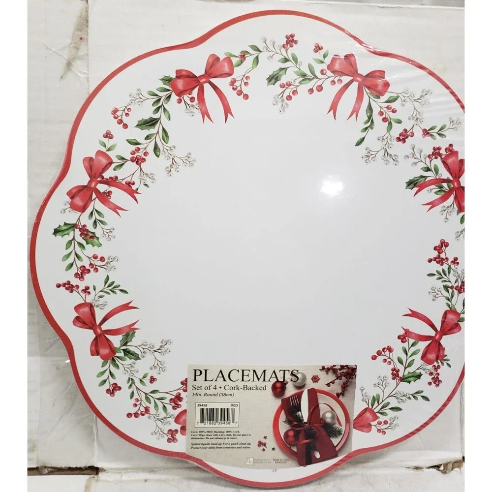 Set of 4 Hard Placemats w/Cork Back (14